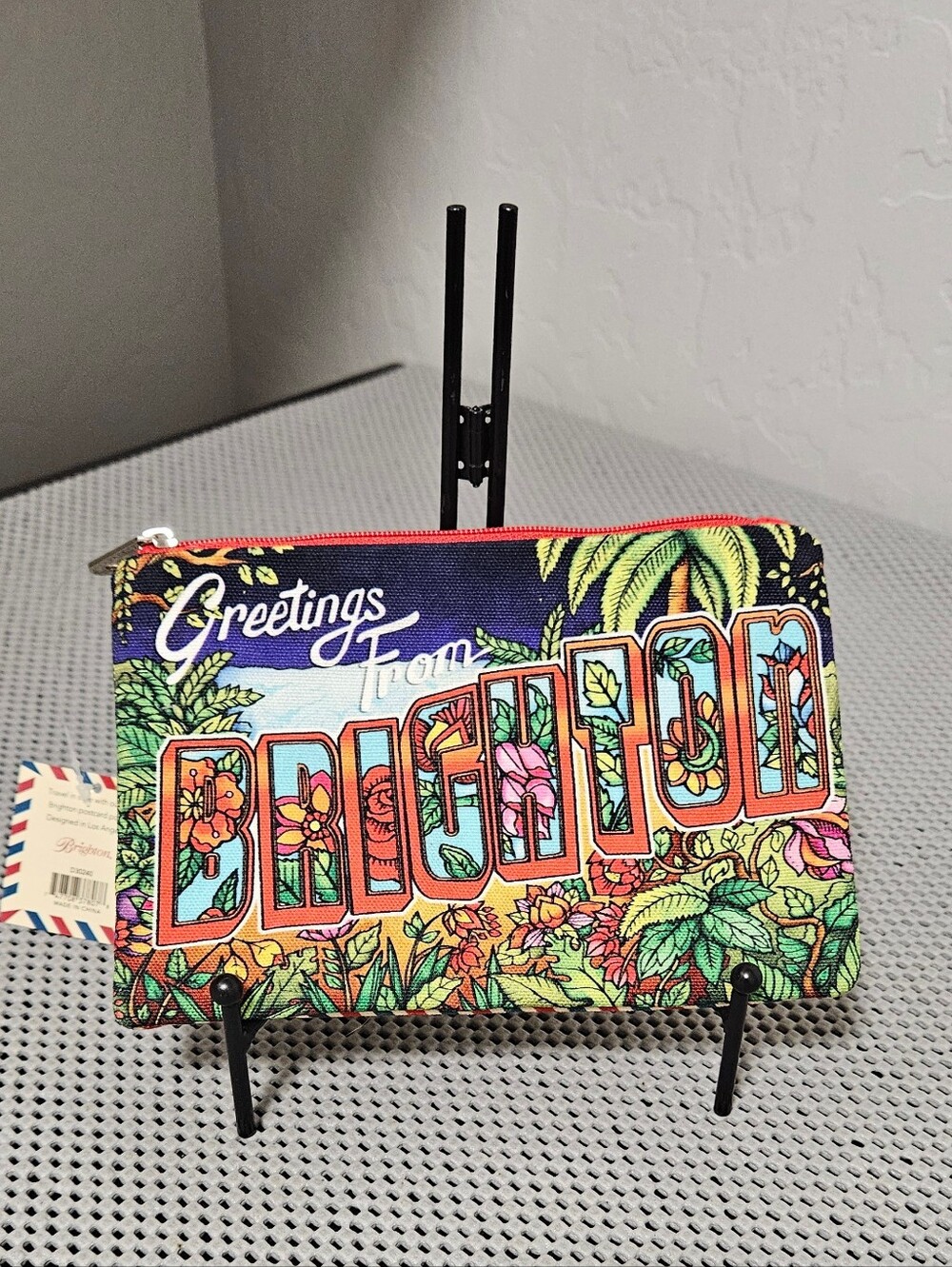 Brighton Greetings From Brighton Postcard Canvas Zip Pouch NWT D30240